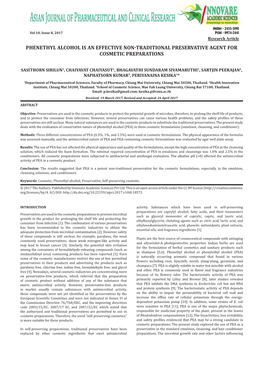 Phenethyl Alcohol Is an Effective Non-Traditional Preservative Agent for Cosmetic Preparations