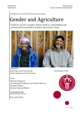 Gender and Agriculture