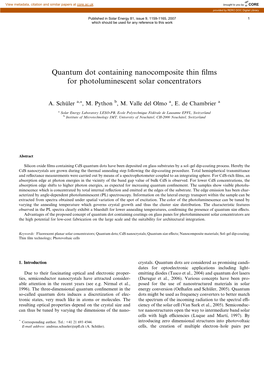 Quantum Dot Containing Nanocomposite Thin Films