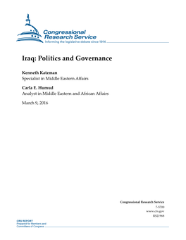 Iraq: Politics and Governance
