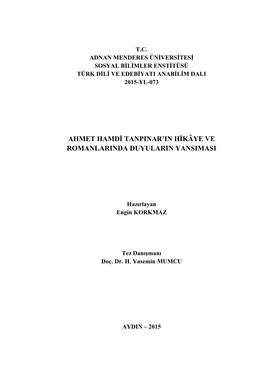 Ahmet Hamdi Tanpınar'ın Hikâye Ve Romanlarında Duyuların Yansıması