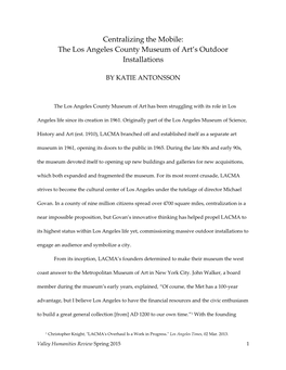 Centralizing the Mobile: the Los Angeles County Museum of Art's