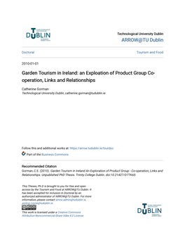 Garden Tourism in Ireland: an Exploation of Product Group Co- Operation, Links and Relationships