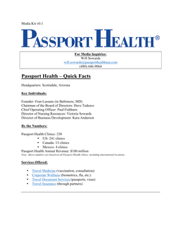 Passport Health – Quick Facts