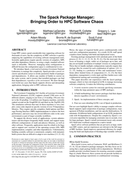 The Spack Package Manager: Bringing Order to HPC Software Chaos