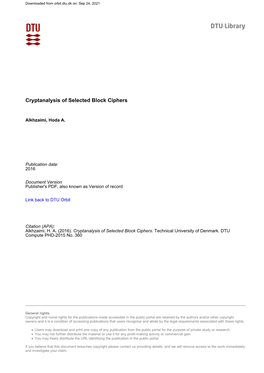 Cryptanalysis of Selected Block Ciphers