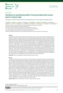 Variations in Nutritional Profile of Honey Produced by Various Species