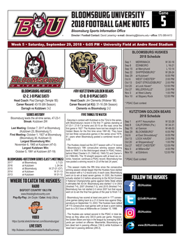 Bloomsburg University 2018 Football Game Notes