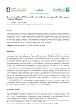 Brownlowia Latifiana (Malvaceae-Brownlowioideae), a New Species from Terengganu, Peninsular Malaysia