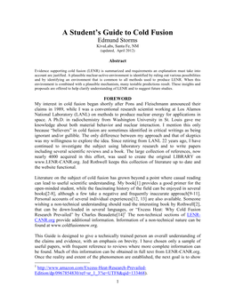 A Student's Guide to Cold Fusion