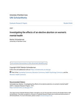 Investigating the Effects of an Elective Abortion on Women's Mental Health