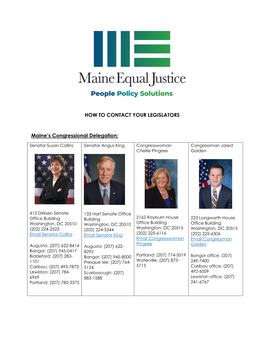 HOW to CONTACT YOUR LEGISLATORS Maine's