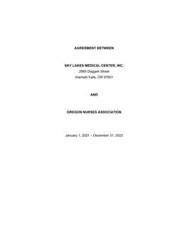 Agreement Between Sky Lakes Medical Center, Inc. 2865