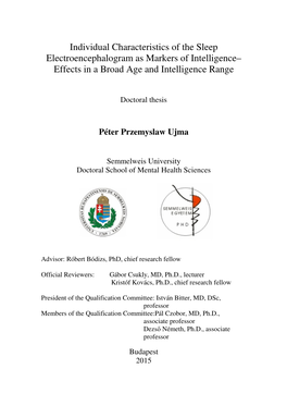 Individual Characteristics of the Sleep Electroencephalogram As Markers of Intelligence– Effects in a Broad Age and Intelligence Range