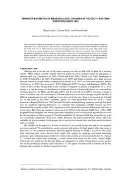 Improved Estimates of Mean Sea Level Changes in the South-Eastern North Sea Since 1843