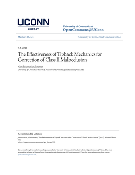 The Effectiveness of Tipback Mechanics for Correction of Class II Malocclusion" (2014)