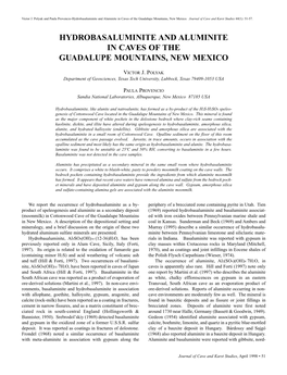 Hydrobasaluminite and Aluminite in Caves of the Guadalupe Mountains, New Mexico