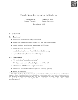 Pseudo Noun Incorporation in Blackfoot ∗