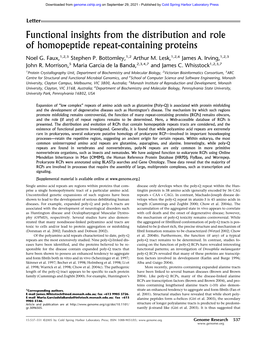 Functional Insights from the Distribution and Role of Homopeptide Repeat-Containing Proteins