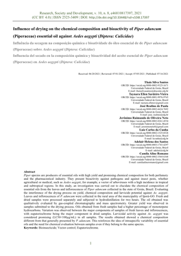 Influence of Drying on the Chemical Composition and Bioactivity of Piper