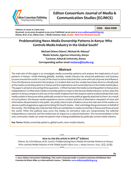 Editon Consortium Journal of Media & Communication Studies (ECJMCS)