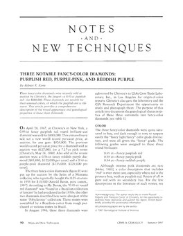 THREE NOTABLE FANCY-COLOR DIAMONDS: PURPLISH RED, PURPLE-PINK, and REDDISH PURPLE by Robert E