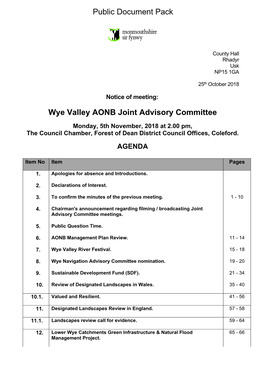 (Public Pack)Agenda Document for Wye Valley AONB Joint Advisory