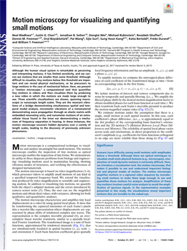 Motion Microscopy for Visualizing and Quantifying Small Motions