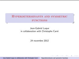 Hyperdeterminants and Symmetric Functions