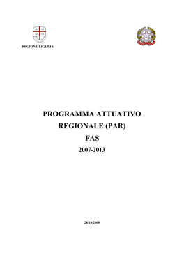 Programma Attuativo Regionale (Par) Fas 2007-2013