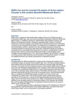 Baffin Fan and Its Inverted Rift System of Arctic Eastern Canada; Is This Another Beaufort-Mackenzie Basin?