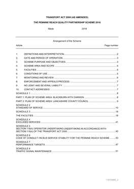 (As Amended) the Pennine Reach Quality Partnership