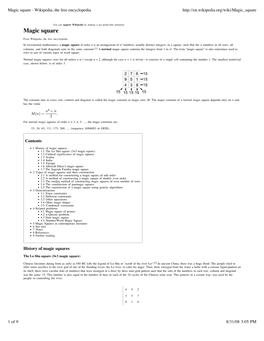 Magic Square - Wikipedia, the Free Encyclopedia