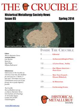 Historical Metallurgy Society News Issue 85 Spring 2014