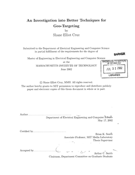 An Investigation Into Better Techniques for Geo-Targeting by Shane Elliot Cruz