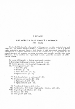 Bibliografia Arheologică a Dobrogei (1968-1971)