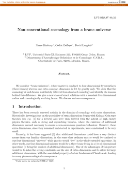 Non-Conventional Cosmology from a Brane-Universe 1 Introduction