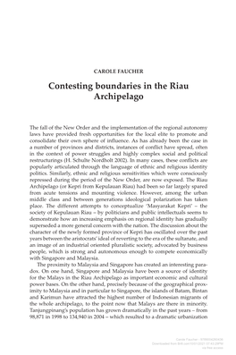 Contesting Boundaries in the Riau Archipelago