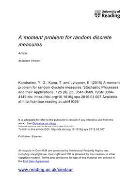 A Moment Problem for Random Discrete Measures