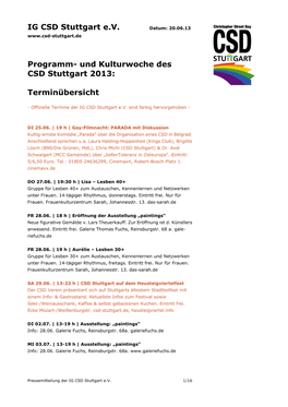 IG CSD Stuttgart Ev Programm