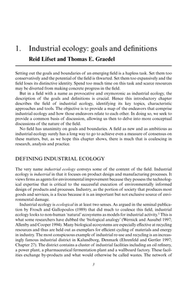 1. Industrial Ecology: Goals and Definitions