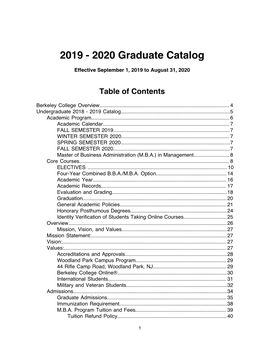 2019 - 2020 Graduate Catalog