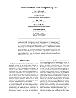 Timescales of the Solar Protoplanetary Disk 233