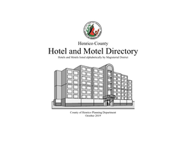 Hotel and Motel Directory Hotels and Motels Listed Alphabetically by Magisterial District