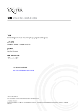 Horizontal Gene Transfer in Osmotrophs: Playing with Public Goods