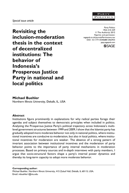 Revisiting the Inclusion-Moderation Thesis in the Context Of