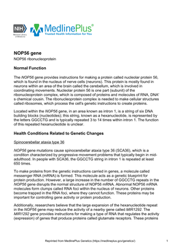 NOP56 Gene NOP56 Ribonucleoprotein