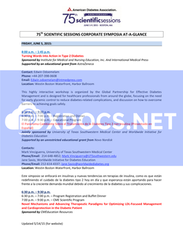 75 Scientific Sessions Corporate Symposia At