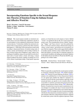 Incorporating Emotions Specific to the Sexual Response Into Theories Of