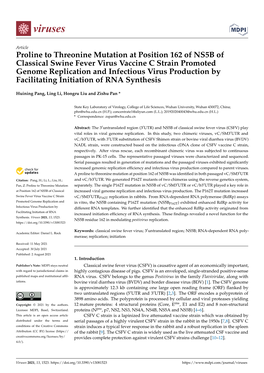 Proline to Threonine Mutation at Position 162 of NS5B of Classical